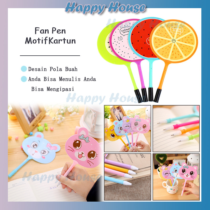 

Fan Pen Motif Kartun / Pena Kipas Lucu Animal Buah Fan Pulpen Cute