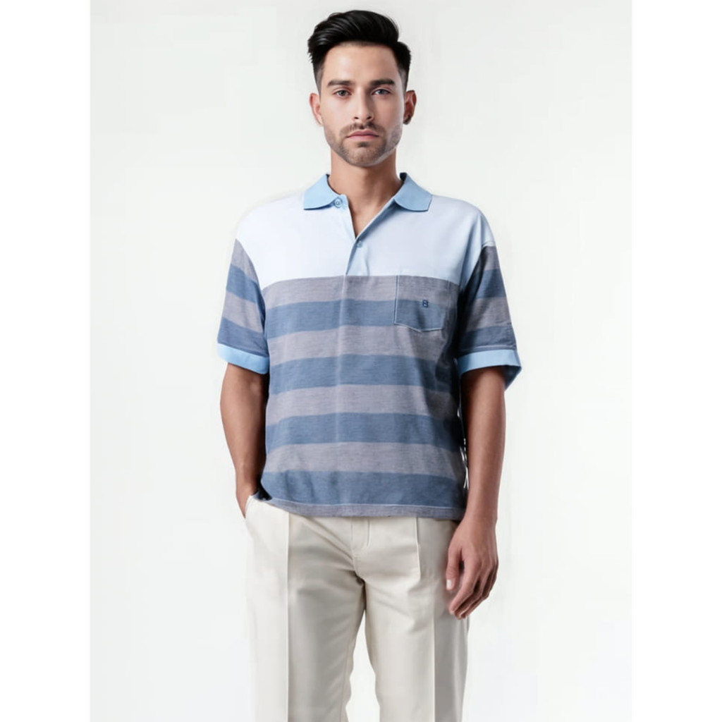 Baverre Man by Hassenda - Kaos Polo Pria Lengan Pendek Ghani Biru