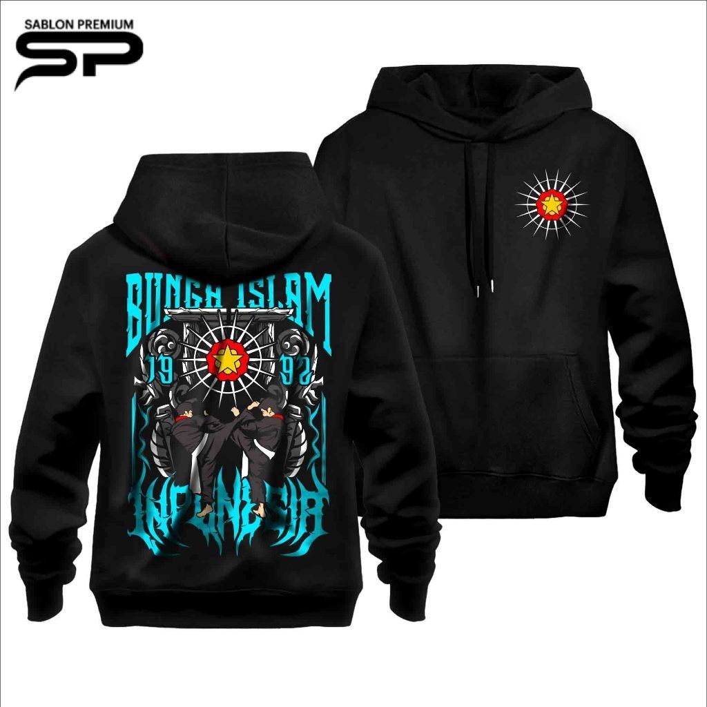 Jaket Hoodie Bunga Islam 131 Terbaru / FREE STIKER / Ditsro Kaos Asmaul Haq Pencak Silat Bunga Islam