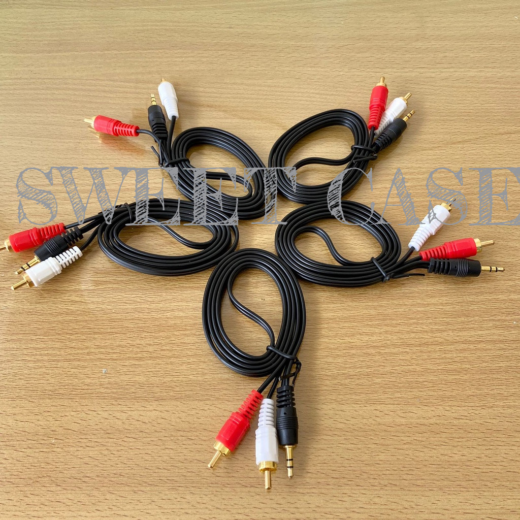 SWEET CASE Cabel Audio RCA 2 in 1 Jack 3.5mm Kabel Rca 2in1 / Kabel RCA 2-1 / Kabel Aux 2in1 Kabel A