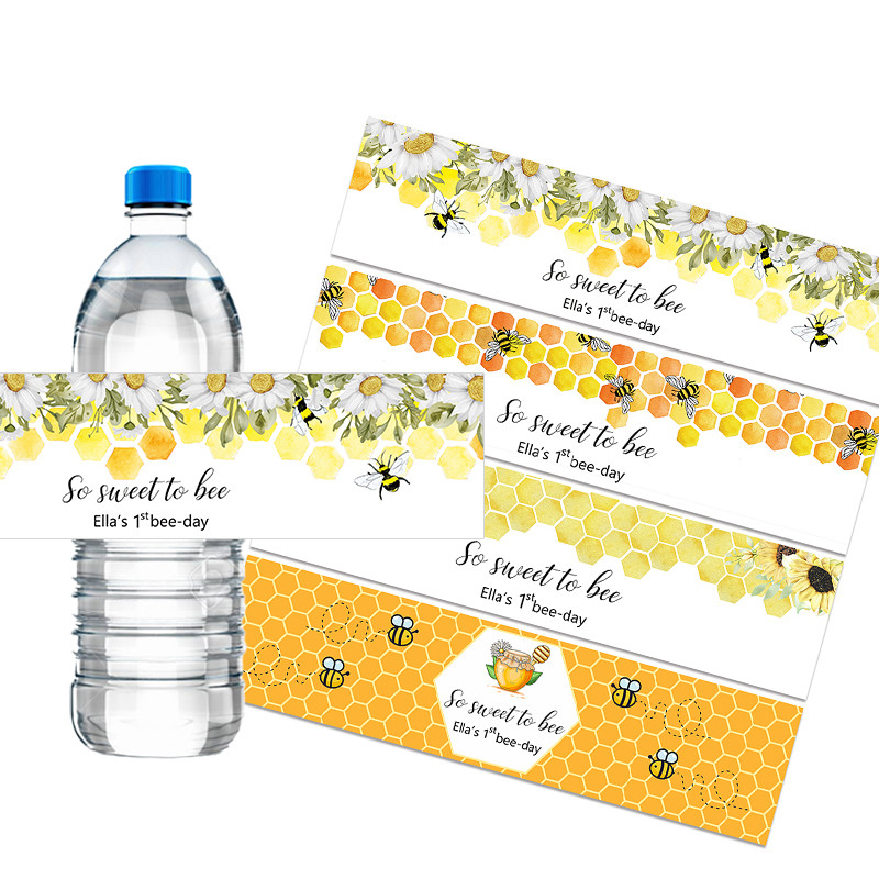 

Custom Honey Bee Birthday Bee Party Decorations Labels Water Bottle Sticker Labels Sweet To Bee One Party Personalized Name