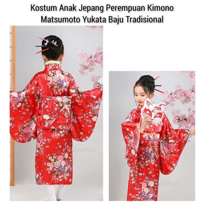 Kostum Anak Jepang Perempuan Kimono Matsumoto Yukata Baju Tradisional - Prpn Putih 130