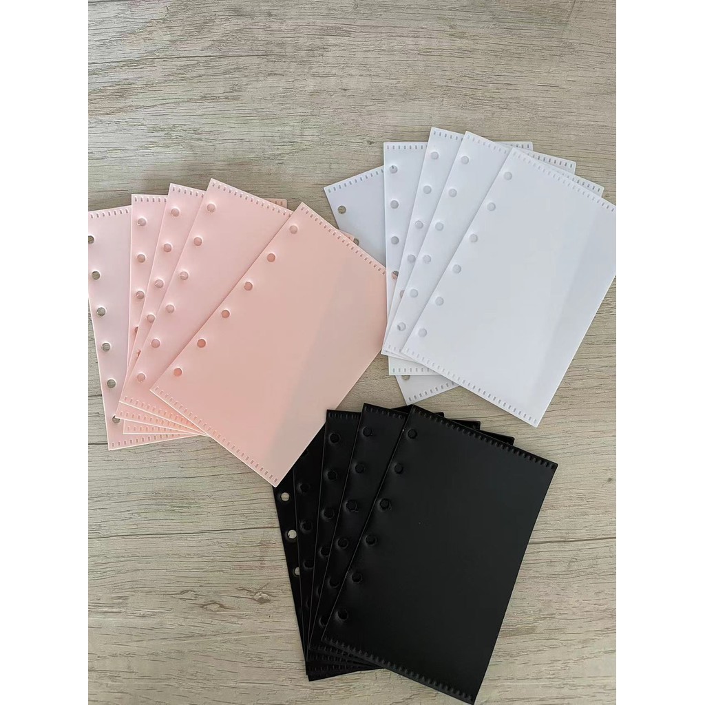

5Pcs A7 Pink Black Binder Pockets Binder Folders for Notebook Divider Page Waterproof PVC Leaf Document Filing Bag
