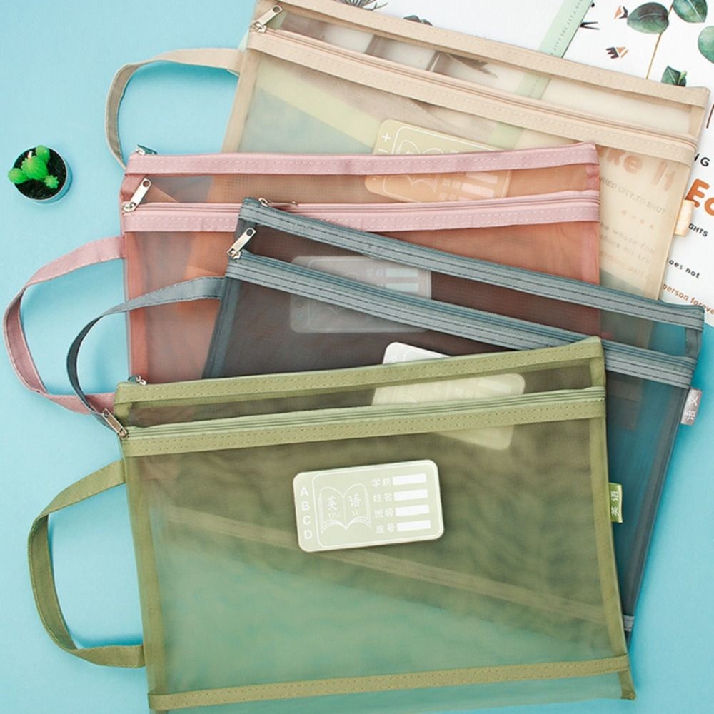 

Multifuncional Large Capacity A4 File Folder Double-layer Zipper Test Paper Storage Bag Mesh Document Bag