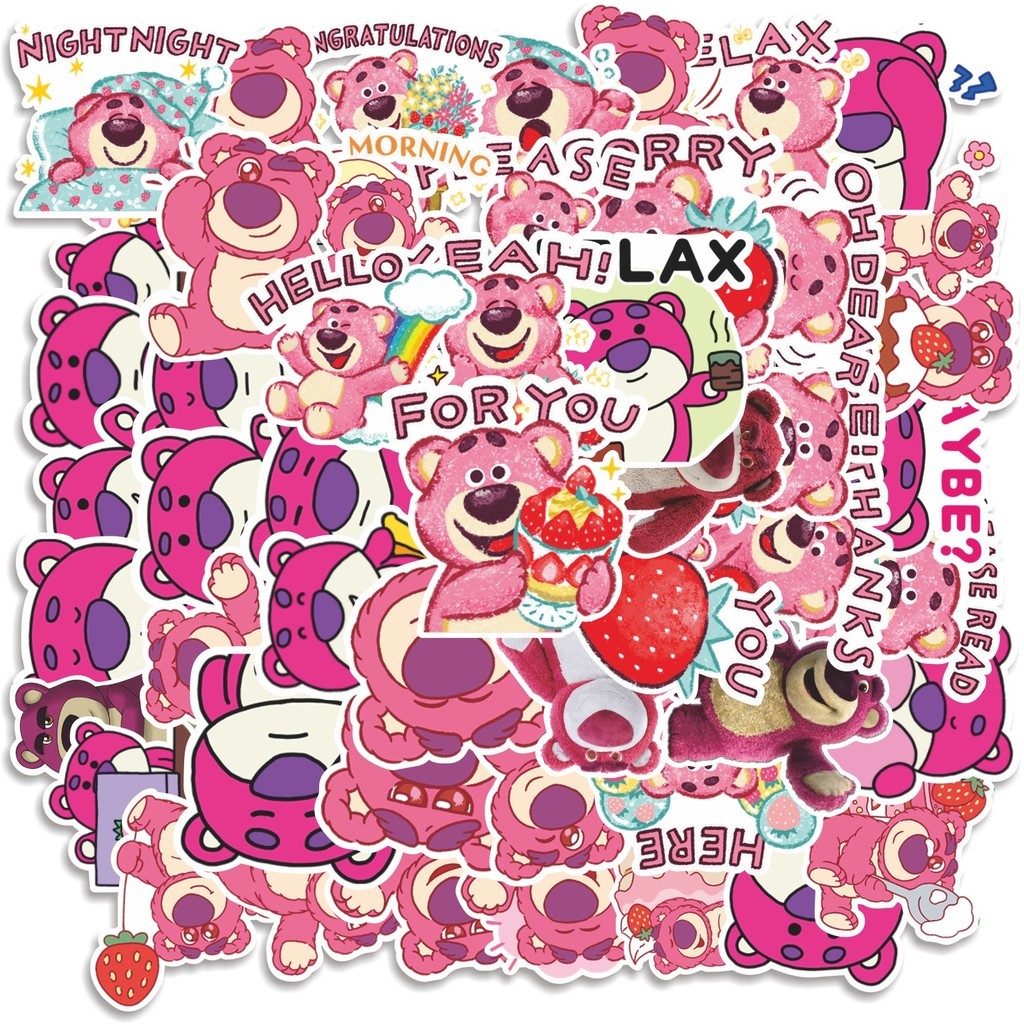 

COD 50 Pcs Stiker Strawberry Bear Lotso V3 Lucu Anti Air Untuk Dekorasi Notebook Sepeda Skateboard Handphone