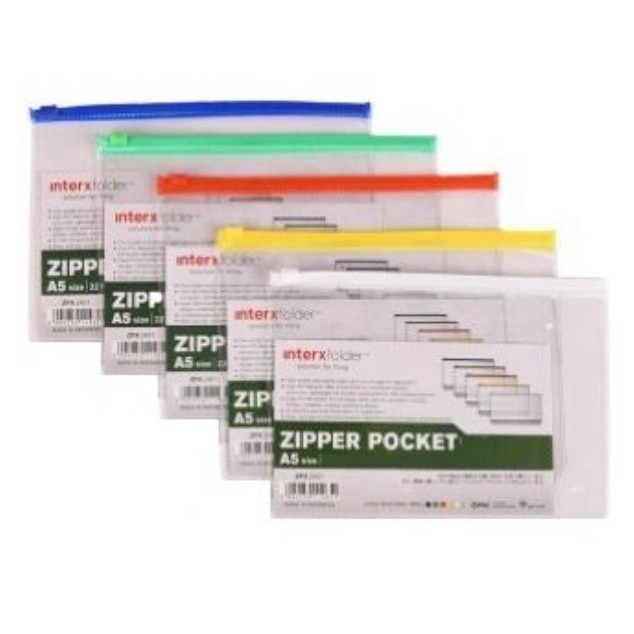 

InterX Zipper Pocket A5 B5 Zip Pocket Sleting Serbaguna Map File Transparant Plastik Sleting