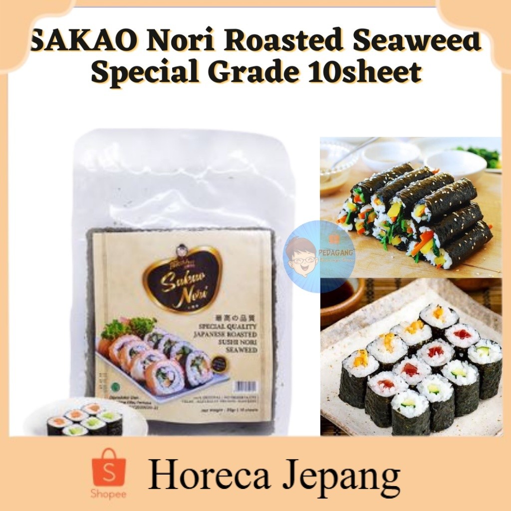 

Sakao Nori Roasted Seaweed Special Grade 10sheet/ Sushi Nori 10sheet/ Sakao Special Grade 10 sheets/ Sushi Nori Lokal/ Sakao Sushi Nori 10 Sheets