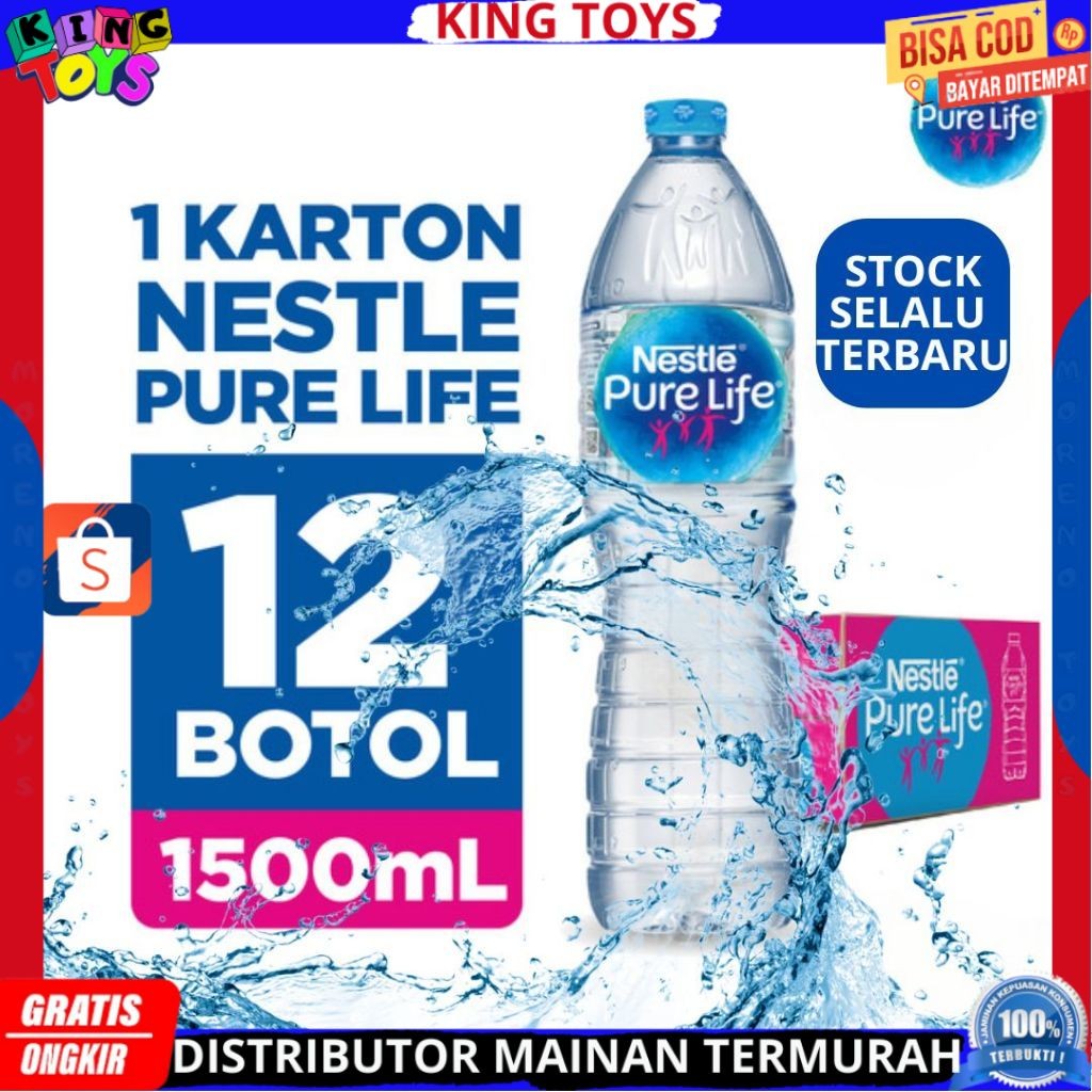 

Air Mineral NESTLE PURE LIFE 1500 ML 1,5 Liter Isi 12 Botol PER DUS PER KARTON TERMURAH