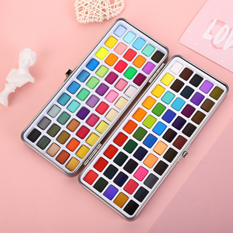 

50/72/90/100 Colors Soild Watercolor Set Basic New Glitter Watercolor Paint for Drawing Art Paint Supplies