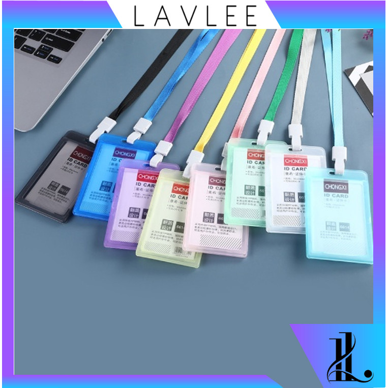 

Lavlee 5551 Name Tag Transparant / Gantungan ID Card / Gantungan Kartu Nama Plastik Vertical Motif Polos Warna Warni