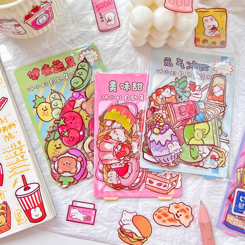 

40pcs label Motif Kartun Vending Machine Untuk Dekorasi Handbook DIY