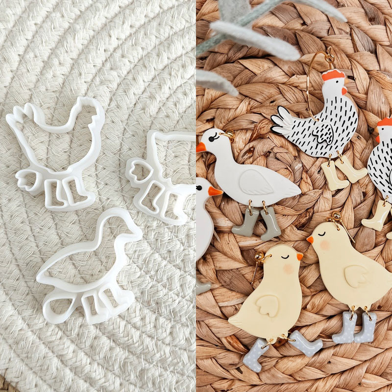 

New Chick/duck/rooster Shape Polymer Clay Cutters Cute Soft Pottery Mold DIY Earrings Necklace Jewelry Cutting Pottery Tools