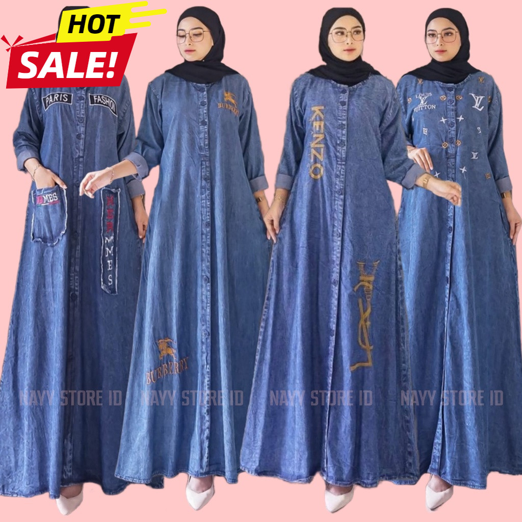Gamis Dress Jeans Syar i Wanita Terbaru 2025 - Cocok Untuk Kondangan Dan Lebaran - Gamis Kekinian Pr