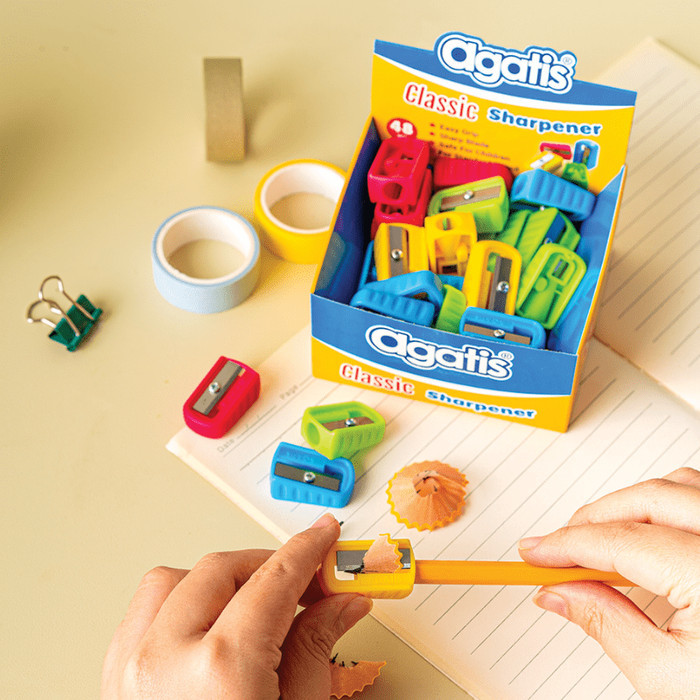 

Asaba Stationery- Rautan Pensil Agatis Eco Sharpener Single Hole Classic & Simple Set 4 Pcs