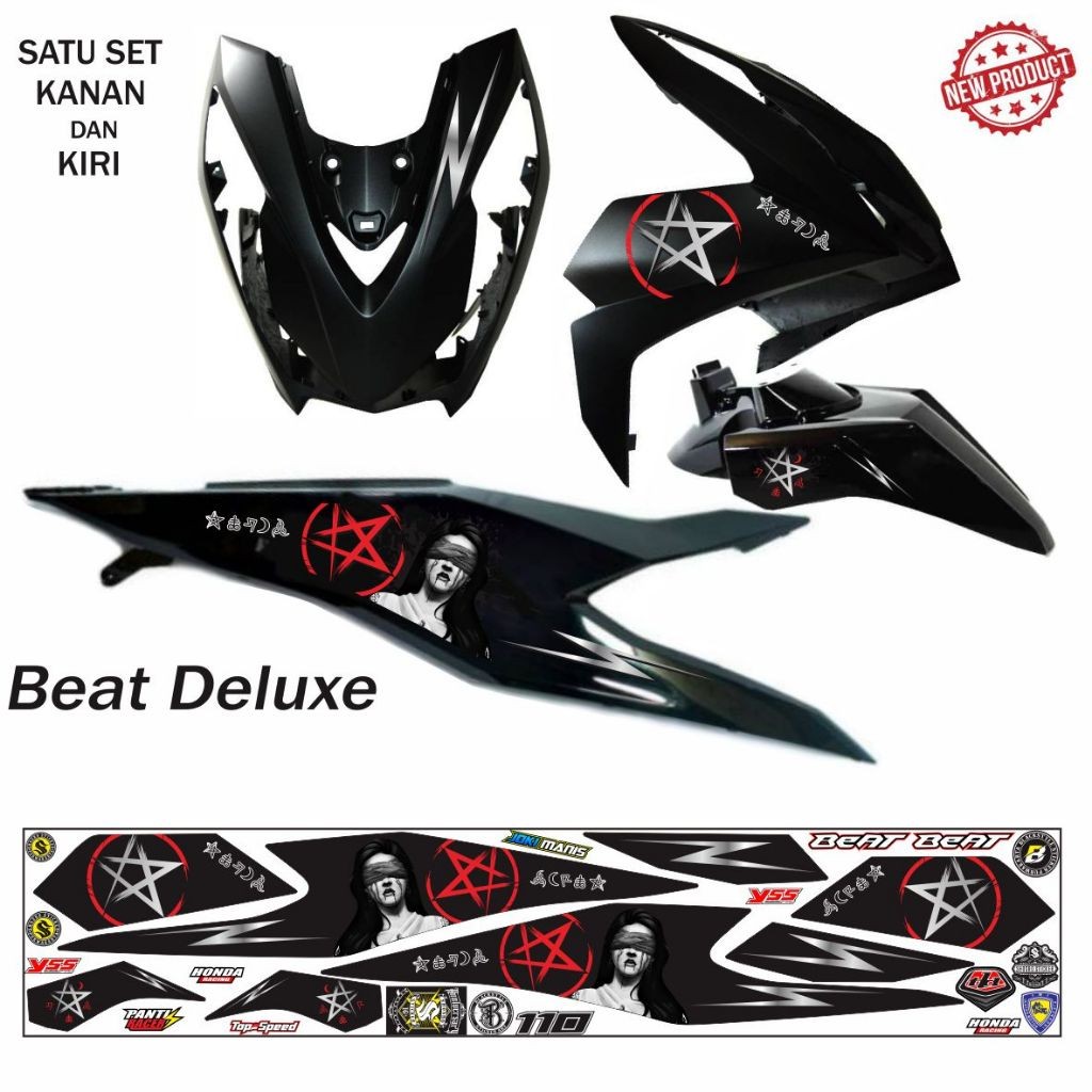 STIKER MOTOR / STRIPING BEAT DELUXE MOTIF KEREN BINTANG