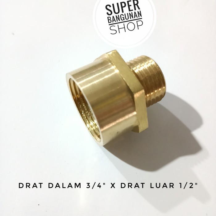 AM99 Neple sok Kuningan drat luar 1/2"inch x drat dalam 3/4"inch