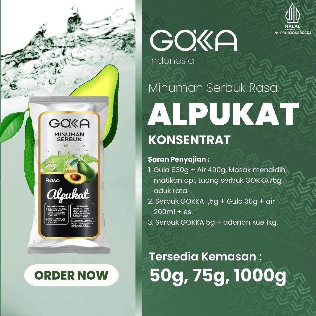 

Gokka Bubuk Minuman / Powder Rasa Alpukat Kemasan 50gr