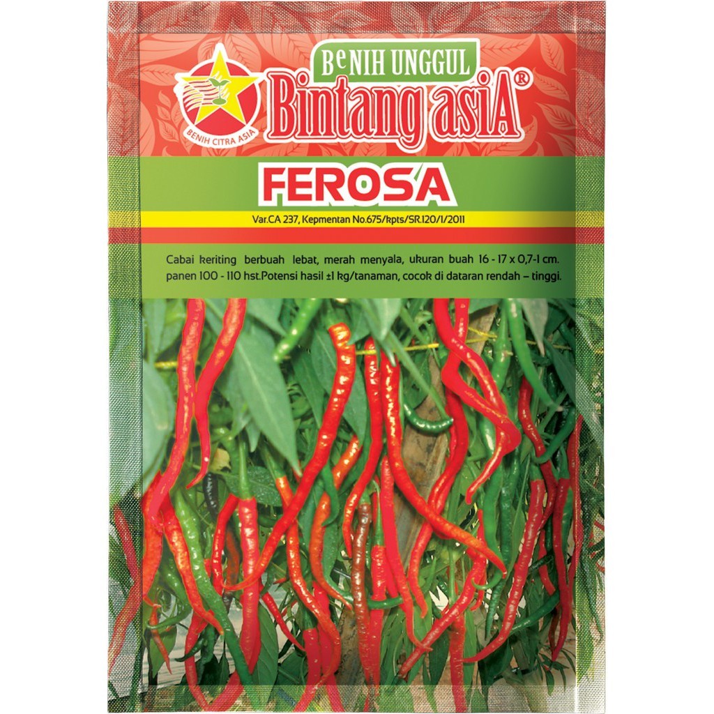 Benih Cabai Cabe Keriting FEROSA 10 Gram Cap Bintang Asia PT Benih Citra Asia