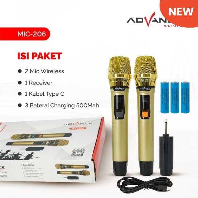 {GRATIS ONGKIR+COD} ADVANCE MIC WIRELESS MICROPHONE MIC DOUBLE (BATERA DAPAT) Murah termurah