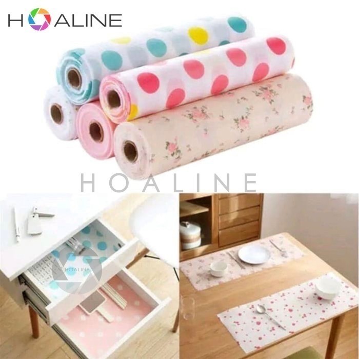 Alas / tatakan serbaguna / alas meja / rak / lemari / laci - polkadot pink