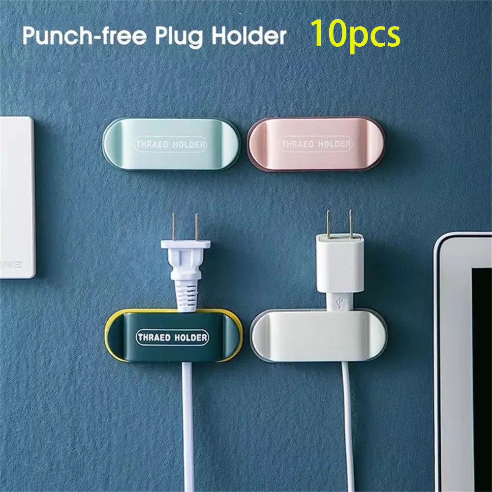 Power plug socket holder multifunctional cable clip organizer wall hook USB data cable electrical wi