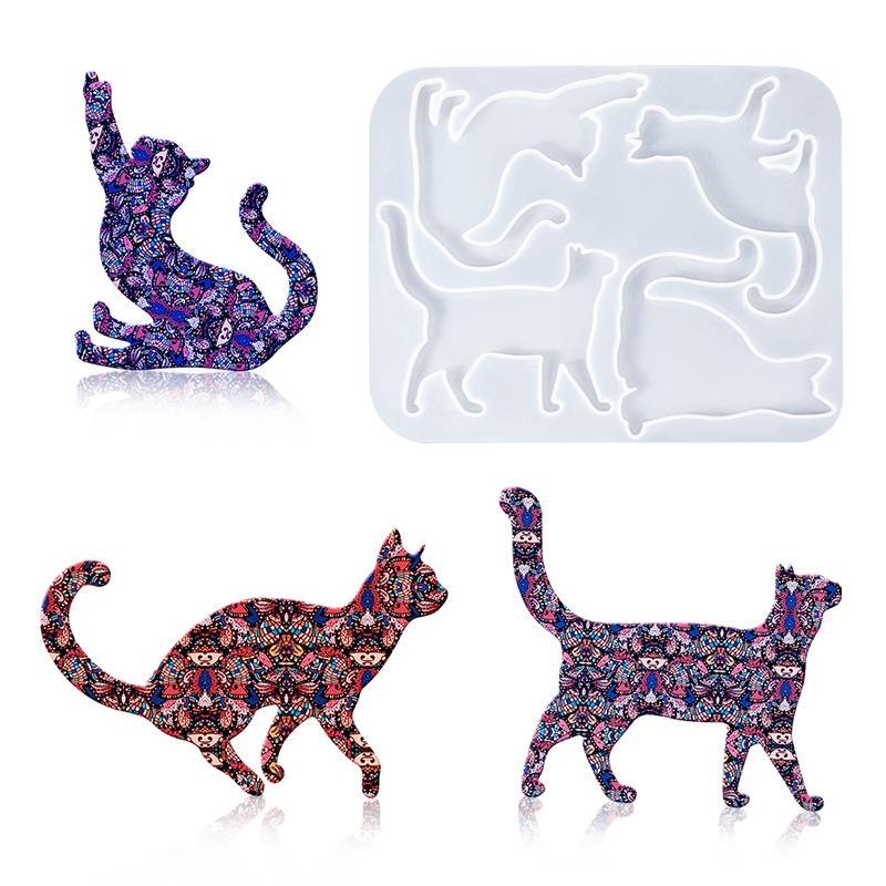 

3D Cartoon Cat Brooch Crystal Epoxy Resin Mould Jewelry Silicone Molds DIY Craft Making Accessory Casting Tools