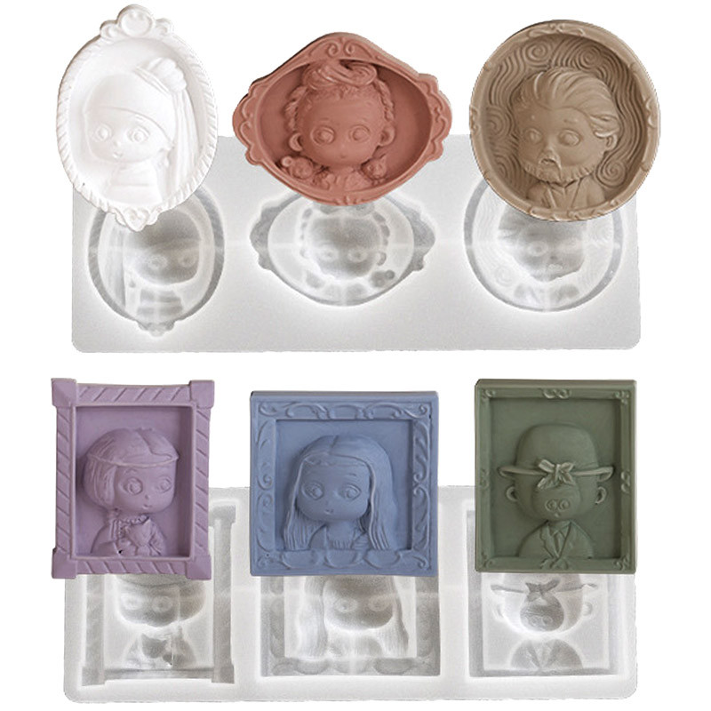 

Cute Portrait Cameo Picture Frame Epoxy Mold Refrigerator Silicone Molds Mini Accessories DIY Silicone Resin Mold for DIY Crafts