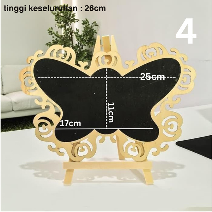 

Black Board Standing / Papan tulis mini | Oval Kotak Kupu Kupu - no 4