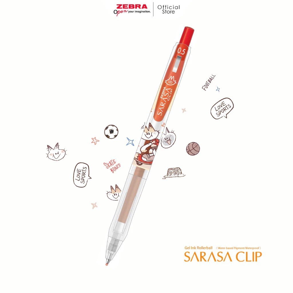 

H7Y ZEBRA Sarasa 0.5mm Sports Cat Gel Pen SATUAN - Pulpen Pena Sarasa Karakter Kucing Murah
