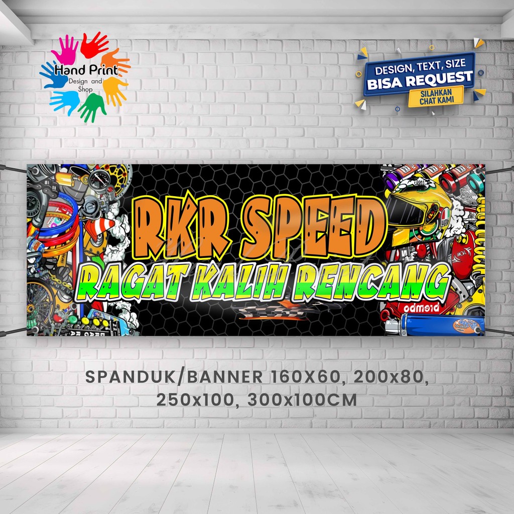 Cetak Spanduk Banner Bengkel Racing Motif MMT Spanduk Custom 300x100CM