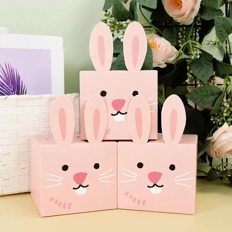 

Bunny Candy Bag Cute Rabbit Lollipop Cards Chocolate Biscuit Gifts Packaging Boxes For Happy Birthday Party Decor