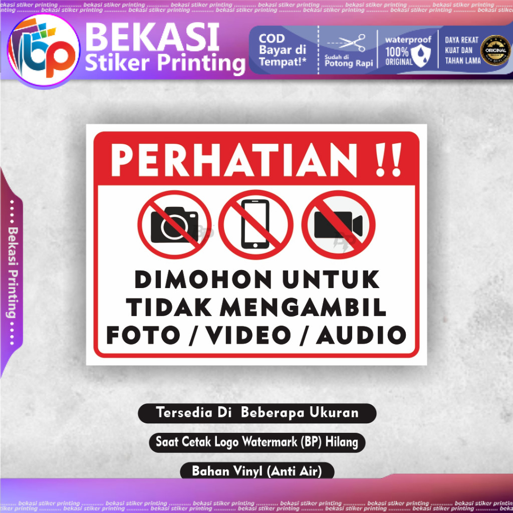 

Stiker Dilarang Foto Stiker Dilarang Merekam Stiker Dilarang Mengambil Foto Video Audio