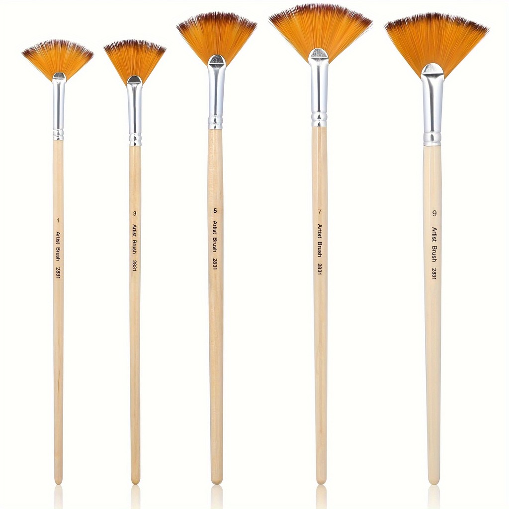 

5pcs Fan Paint Brushes, Oil Acrylic Paint Brushes Nylon Hair Watercolor Fan Artist Brushes for Acrylic Watercolor Painting