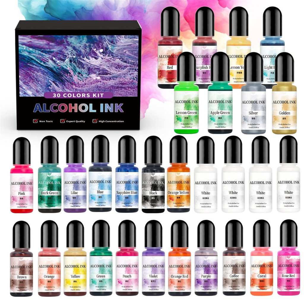 

28Color 10ml Art Ink Alcohol Resin Pigment Liquid Colorant Dye Ink Diffusion For Epoxy Resin DIY Jewelry Making Liquid Resin Dye