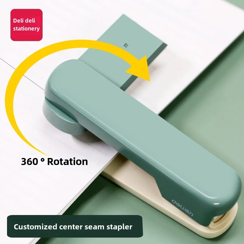 

Delightful Macaron Color Medium Size Stapler Rotatable Office Student Stapler Machine Efficient Fast Stapling Brown Stapler