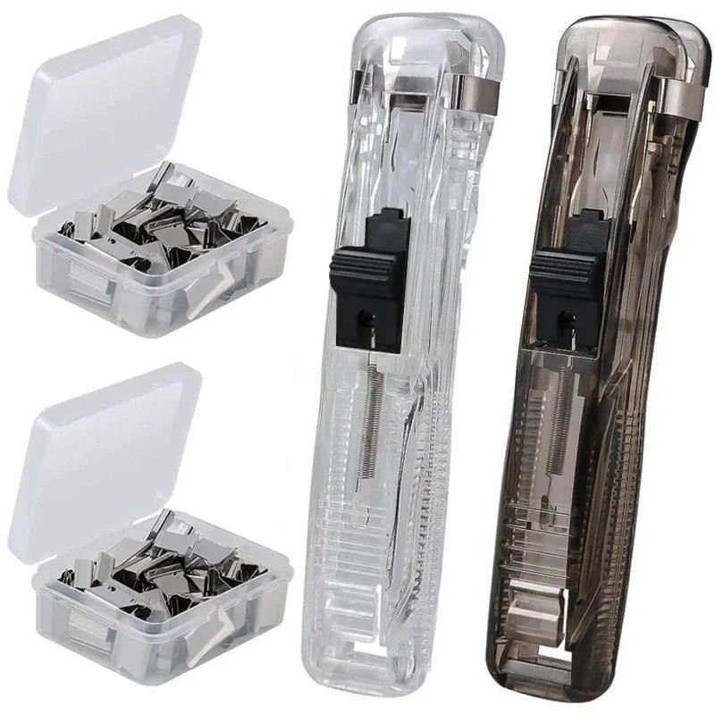 

Metal Push Clamp Clip Stapler Paper Holder Organizer Removable Reusable Push Paper Clip Student Stationery Push Clip Stapler New