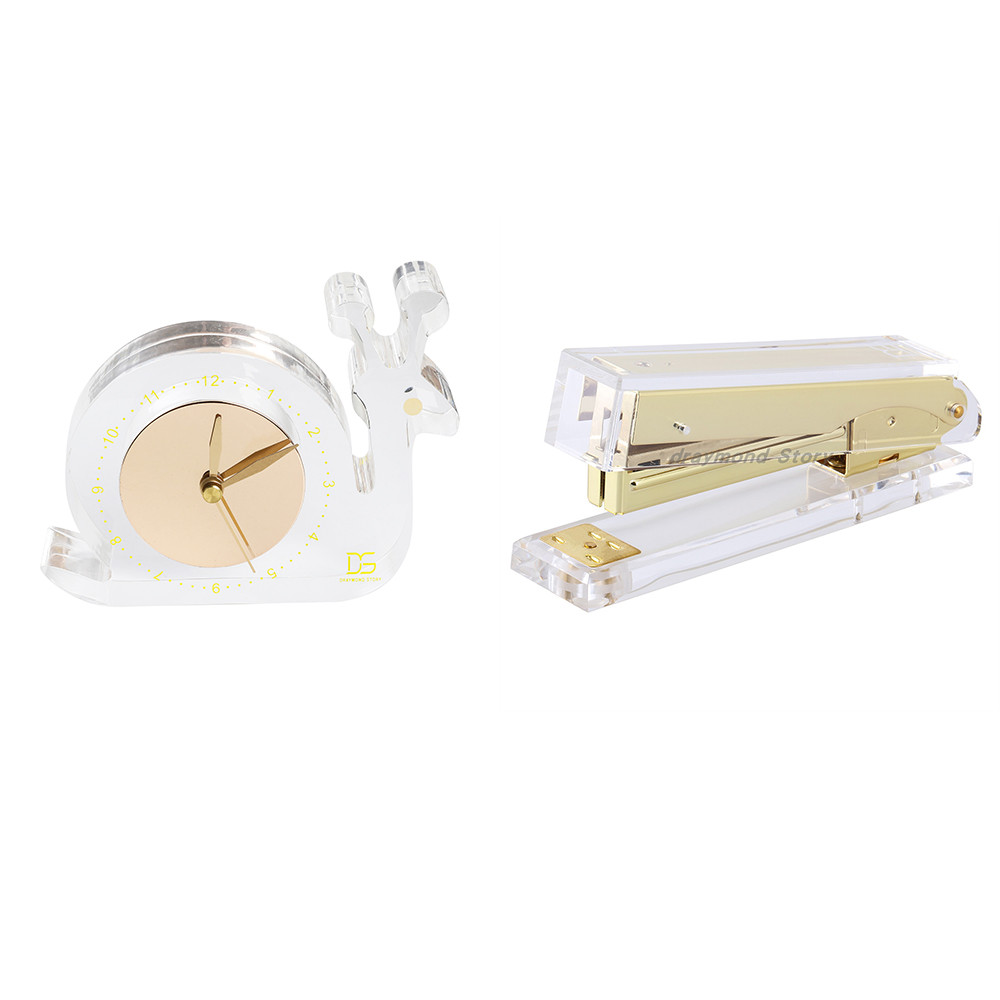 

Acrylic Stapler Stationery For Office School Supplies Desk Desktop Table Clock