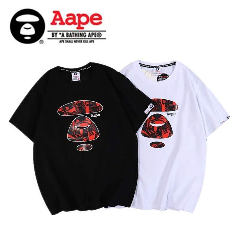 Aape t shirt By A Bathing Ape camouflage ape head original cotton embroidered logo men t shirt loose