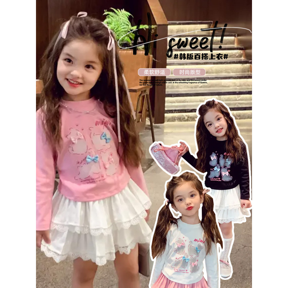 Twinkle Margie Baju Atasan Lengan Panjang Motif Kucing Lucu Anak Perempuan