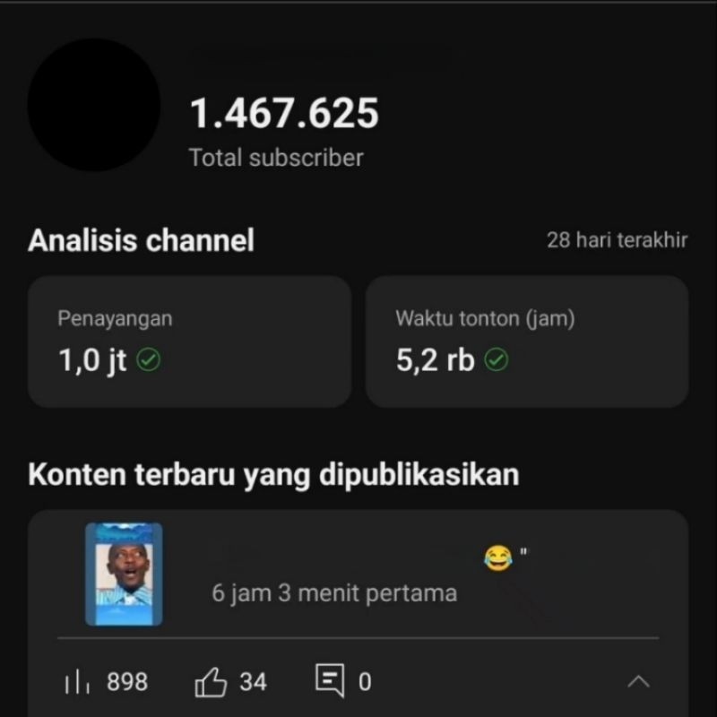 AKUN YOUTUBE 1.4 JUTA SUBSCRIBER SEPAKET Adsense