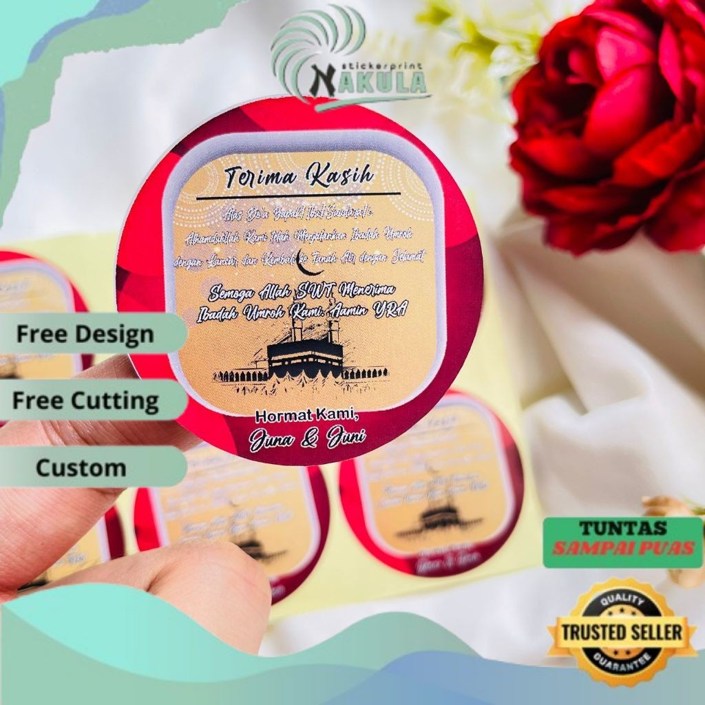 

NKL 2-4 Cetak Stiker Gift From Umroh Sticker Chromo Bulat Naik Haji Label Tasyakuran Hajj