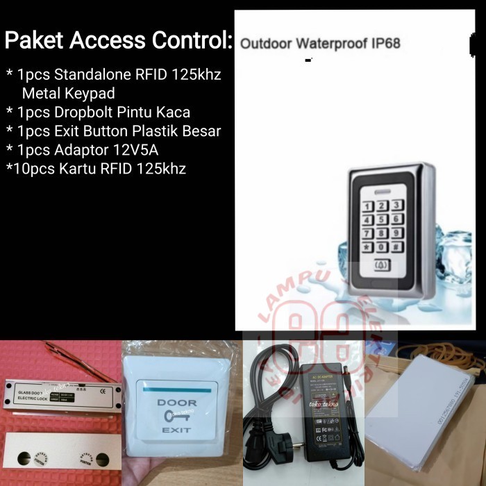 

Paket Access Control 8 Waterproof RFID 125 Khz Pintu Kaca Murah Berkwalitas