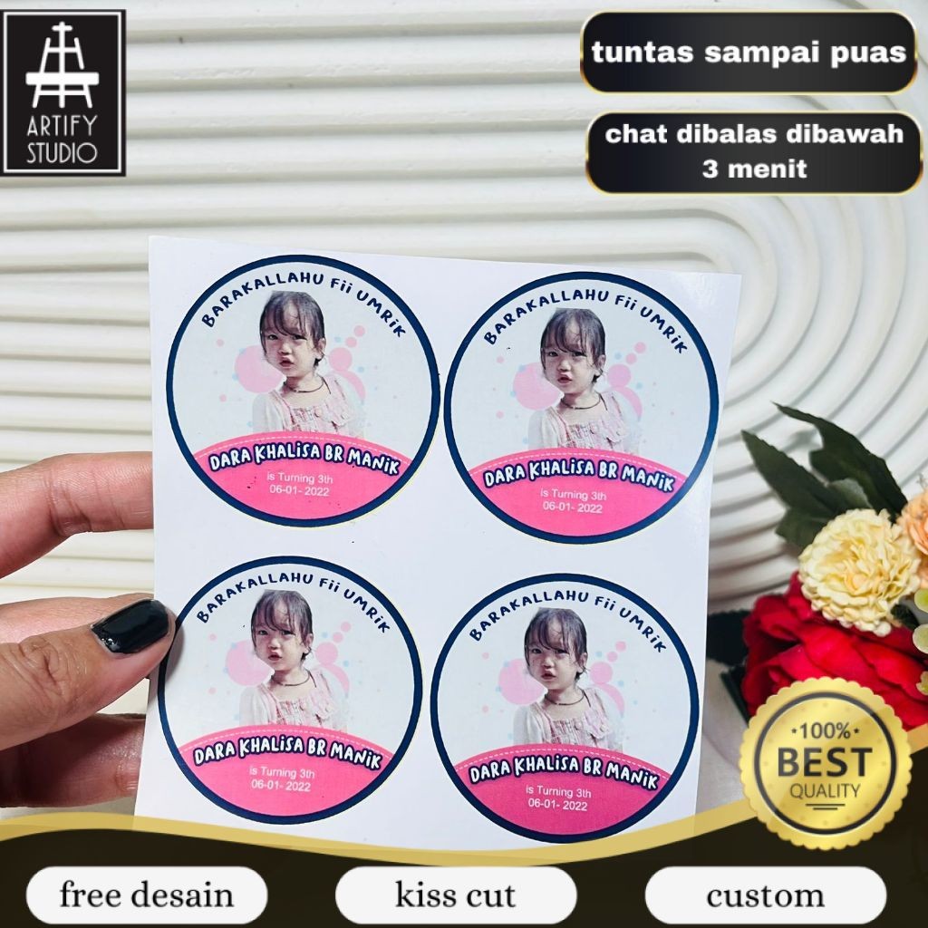 

Artify 5-8 Print Stiker Vinyl Ulang Tahun Anak Sticker Label Undangan Happy Birthday Uk.Sedang