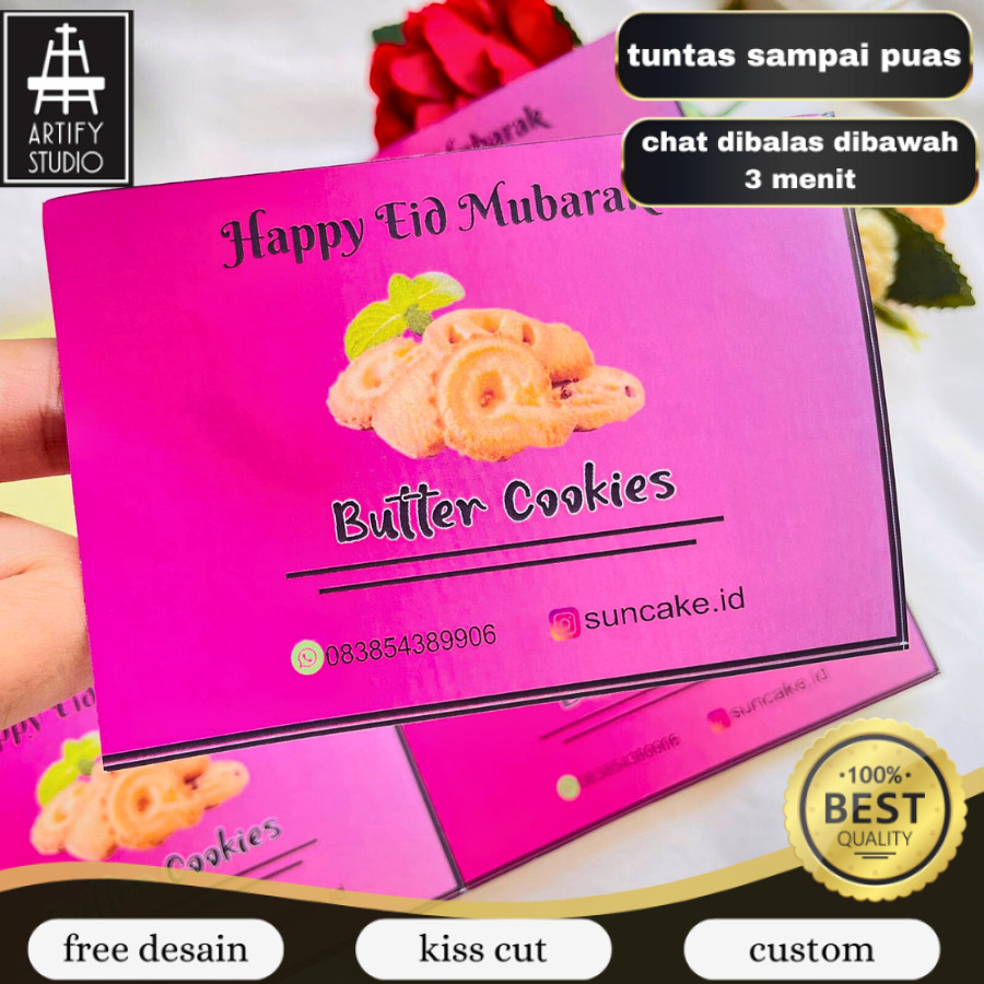 

Artify STIKER KUE LABEL, KUE KERING, KUE KERING TOPLES, KUE LEBARAN persegi