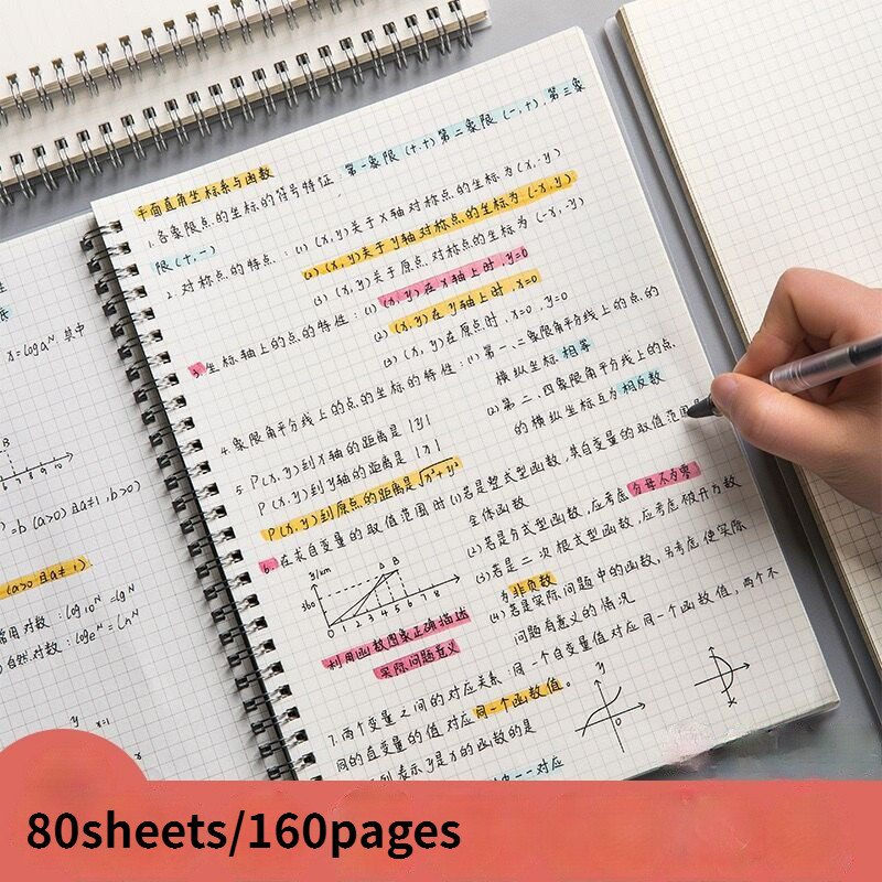 

A5 Spiral Notebook Office School Supplies Drawing Sketch Notebooks Blank Dotted Line Grid Page Planner Diary Notepad Kraft Paper