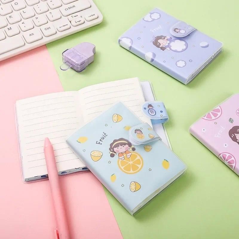 

1pc A7 Cute Cartoon Series Mini Notebook Portable Pocket Buckle Waterproof Rubber Cover Diary Kawaii Notebook Student Stationery