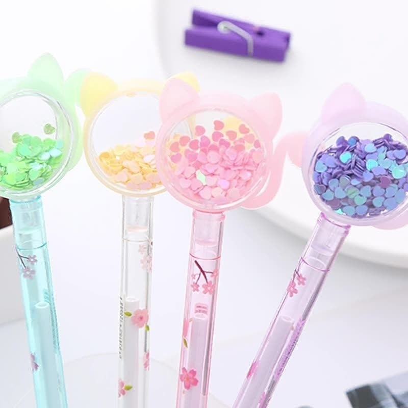 

4 Piece Stationery Pens Novel Creative Kawaii Cat Glitter Recreation Cute Gel Pen