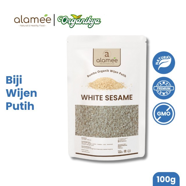 

ALAMEE Wijen Putih White Sesame Seed Bumbu Dapur Organik Masak Rempah Tanpa Campuran 100g organikya