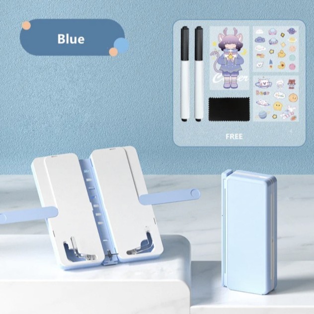 

[P r o m o]New Kotak Pensil Anak Sekolah Motif Polos Dengan White Board + Book Stand - Biru
