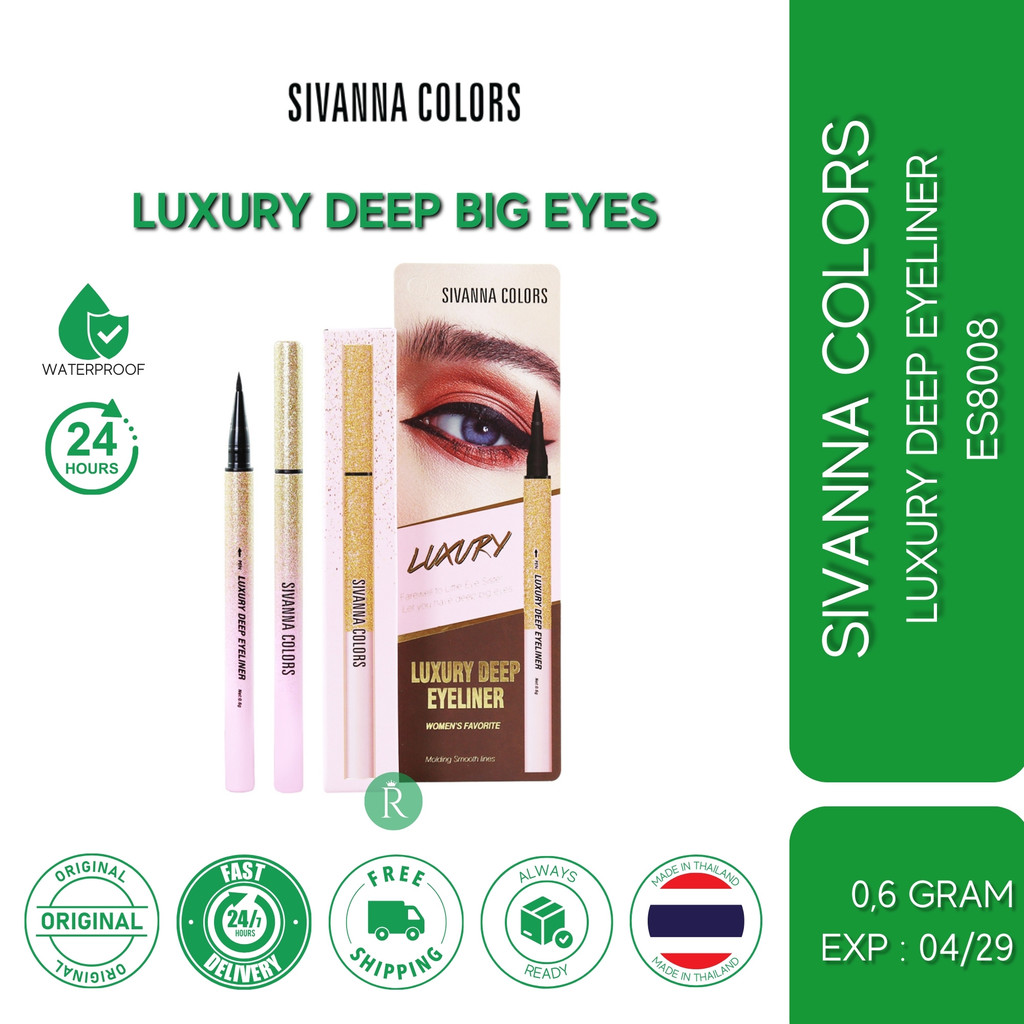 Sivanna Colors Luxury Deep Eyeliner Black ES8008 Original Thailand Waterproof Eye Liner Panjang Teba